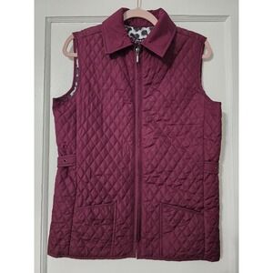 Peck & Peck Vest Small Quilted Maroon Zip Up‎